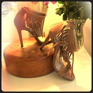 Fringe ankle strap stilettos